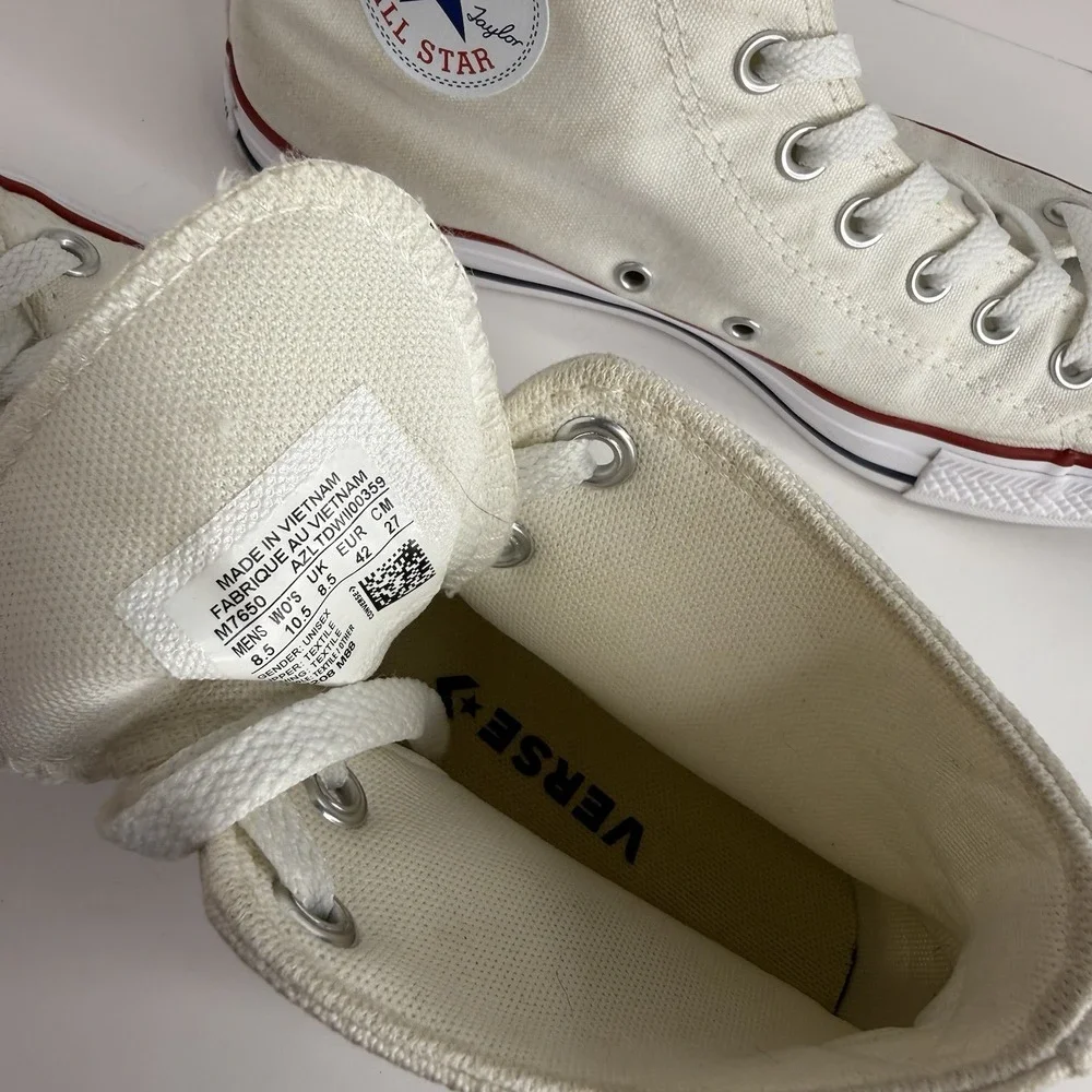 Converse All Star Chuck Taylor Men's Sneakers Size 8.5, White, High Top